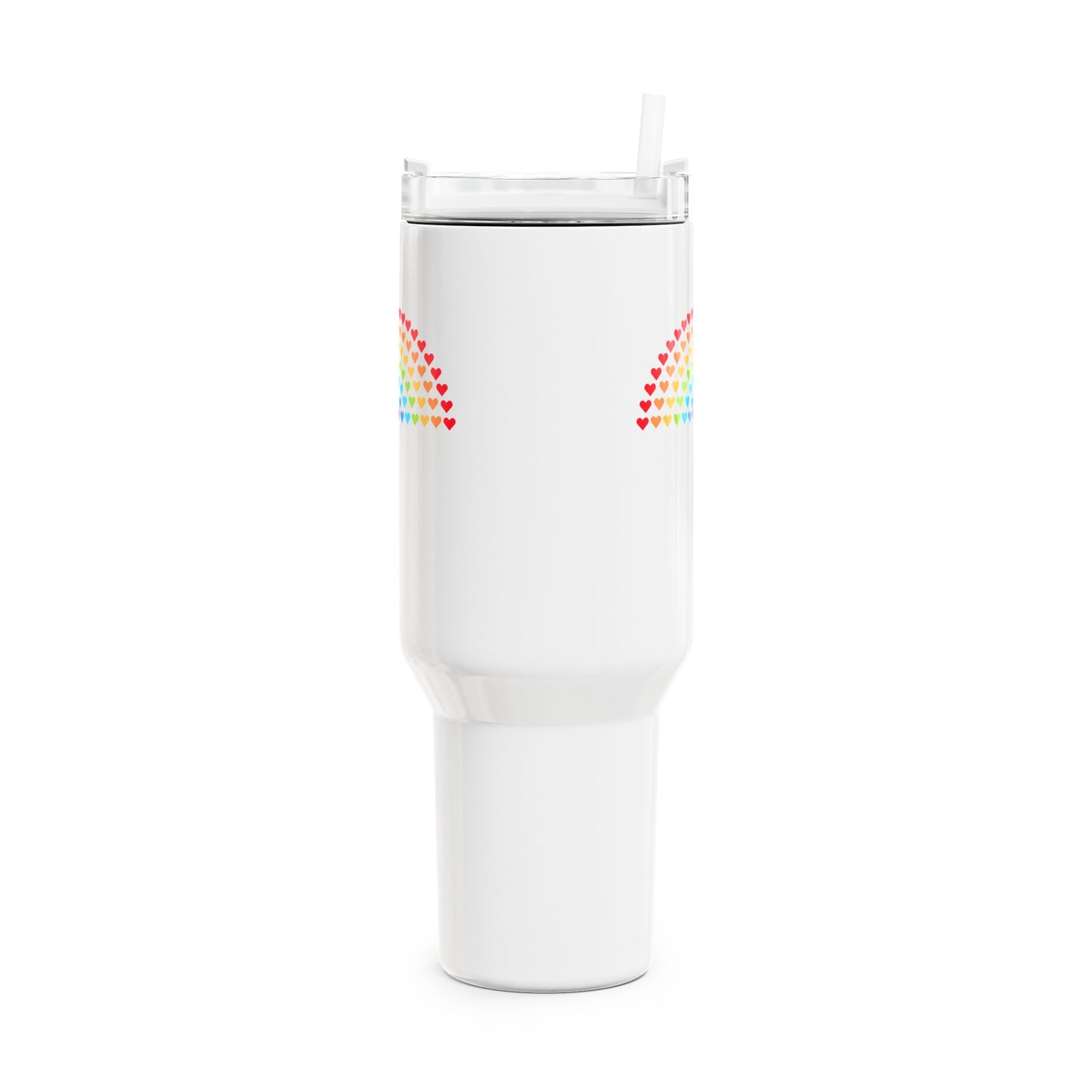 REGENBOGEN FARBEN AUS HERZEN • Tumbler mit Henkel & Strohhalm • XXL Reisebecher 1,2L