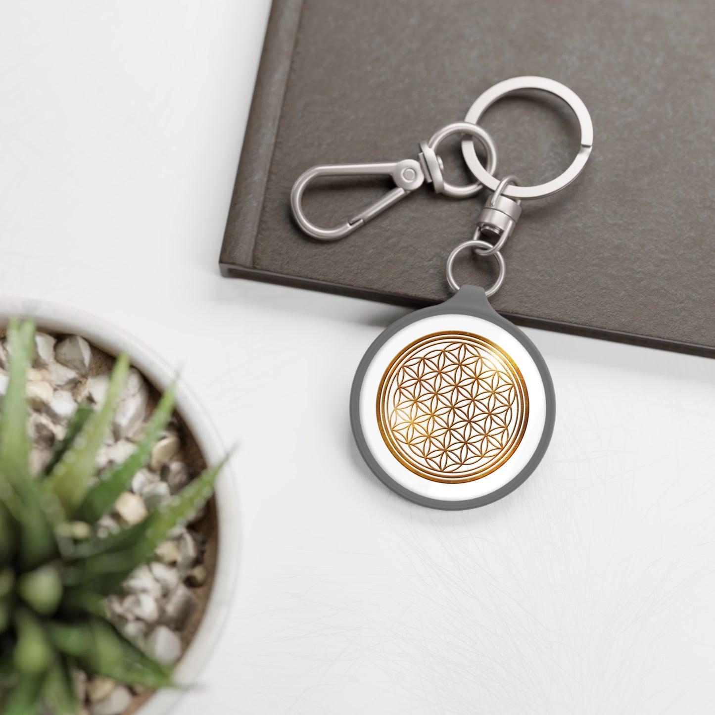 BLUME DES LEBENS GOLDOPTIK • Edler Luxus Schlüsselanhänger mit Karabiner für Frauen & Männer