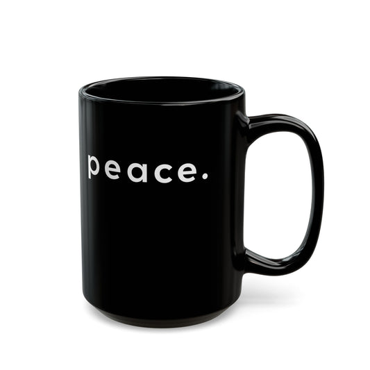 PEACE SCHRIFTZUG • Friedensbotschaft Friedensnachricht • 440ml XXL Kaffeebecher Schwarz - YOGA SANTA