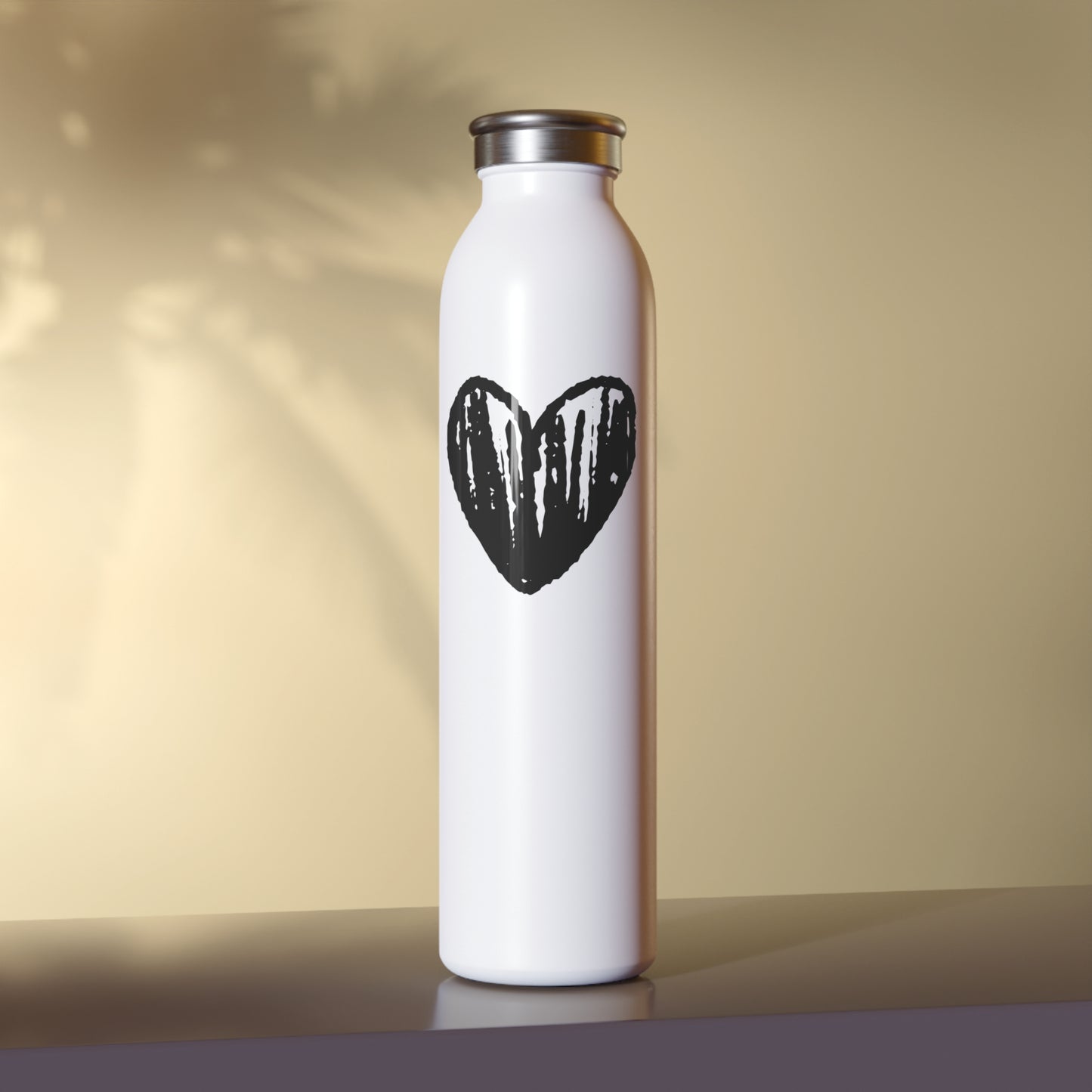HERZ BILD HERZCHEN SÜß HANDGEZEICHNET • Edelstahl Thermosflasche SLIM • 600 ml