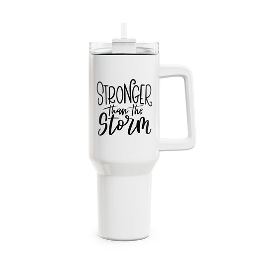 STRONGER THAN THE STORM • Tumbler mit Henkel & Strohhalm • XXL Reisebecher 1,2L - YOGA SANTA