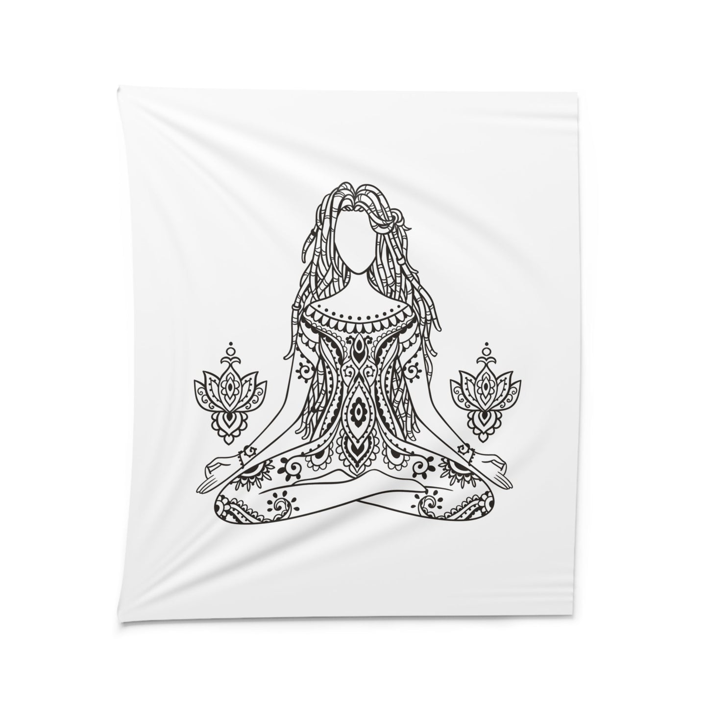 SCHÖNE FRAU MANDALA • Wandtuch • Wandttepich Schwarz Weiß • Wanddekor in v. Größen bis XXL