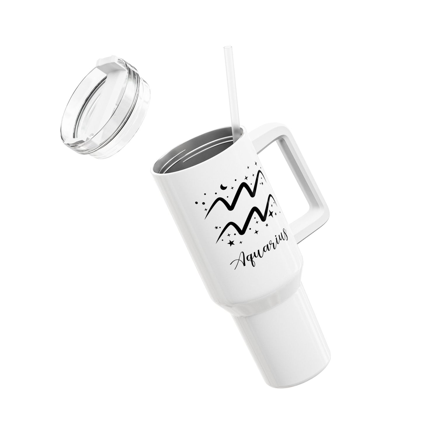 WASSERMANN AQUARIUS STERNZEICHEN Tierkreiszeichen Geburtstag • Tumbler mit Henkel & Strohhalm • XXL Reisebecher 1,2L - YOGA SANTA