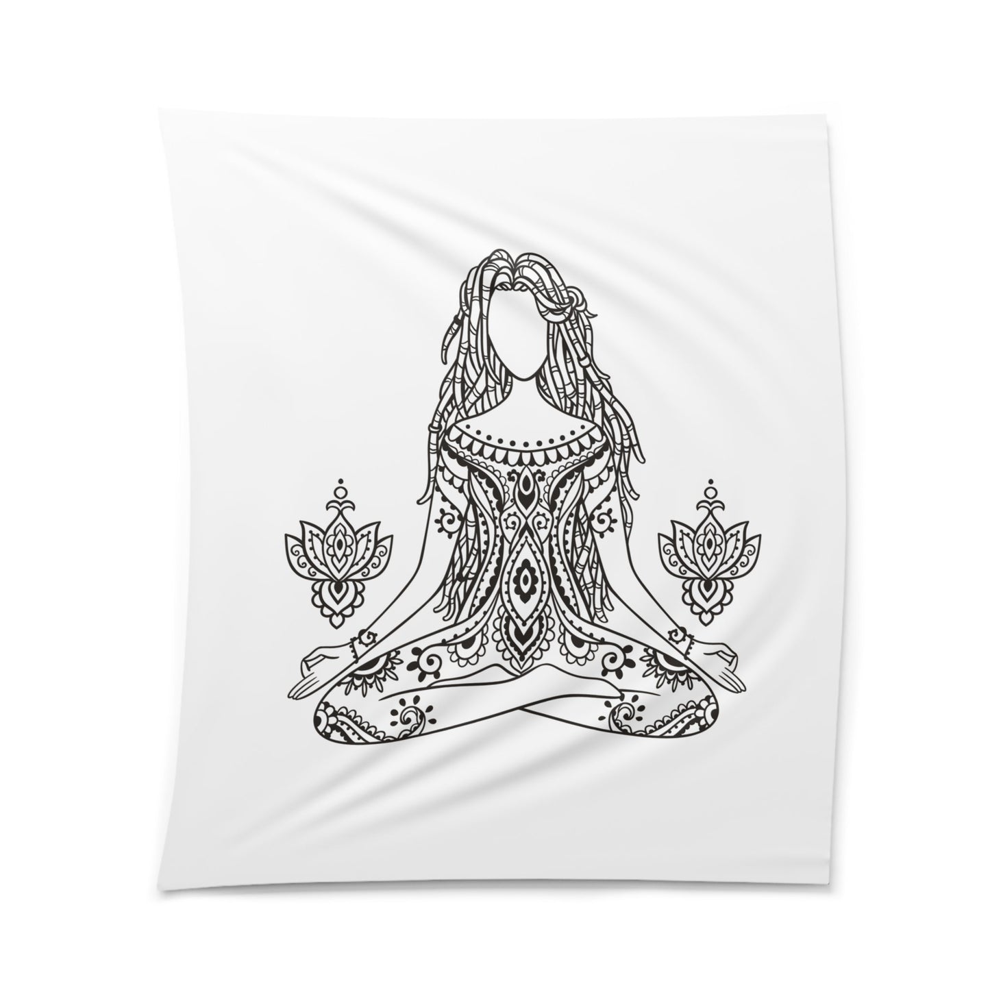 SCHÖNE FRAU MANDALA • Wandtuch • Wandttepich Schwarz Weiß • Wanddekor in v. Größen bis XXL