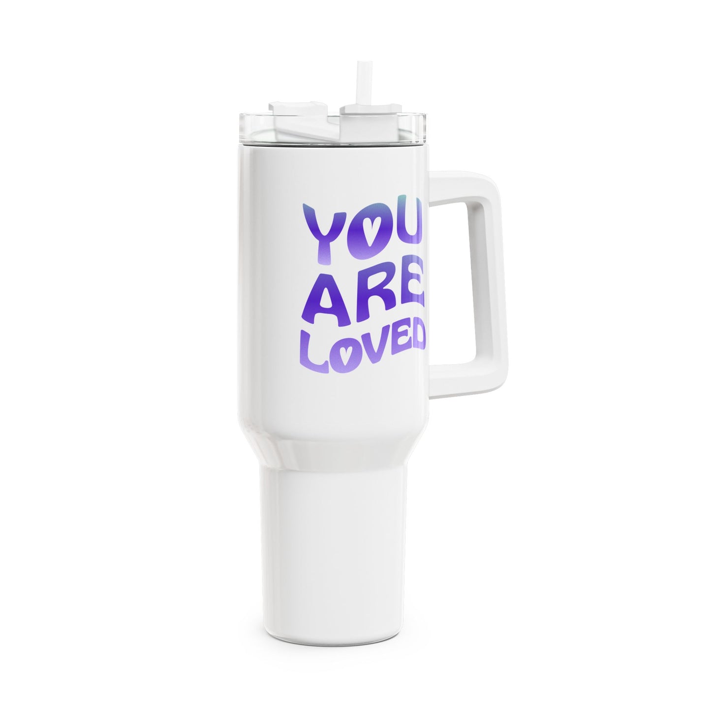 YOU ARE LOVED - Liebesbotschaft Spruch Liebesbeweis • Tumbler mit Henkel & Strohhalm • XXL Reisebecher 1,2L - YOGA SANTA