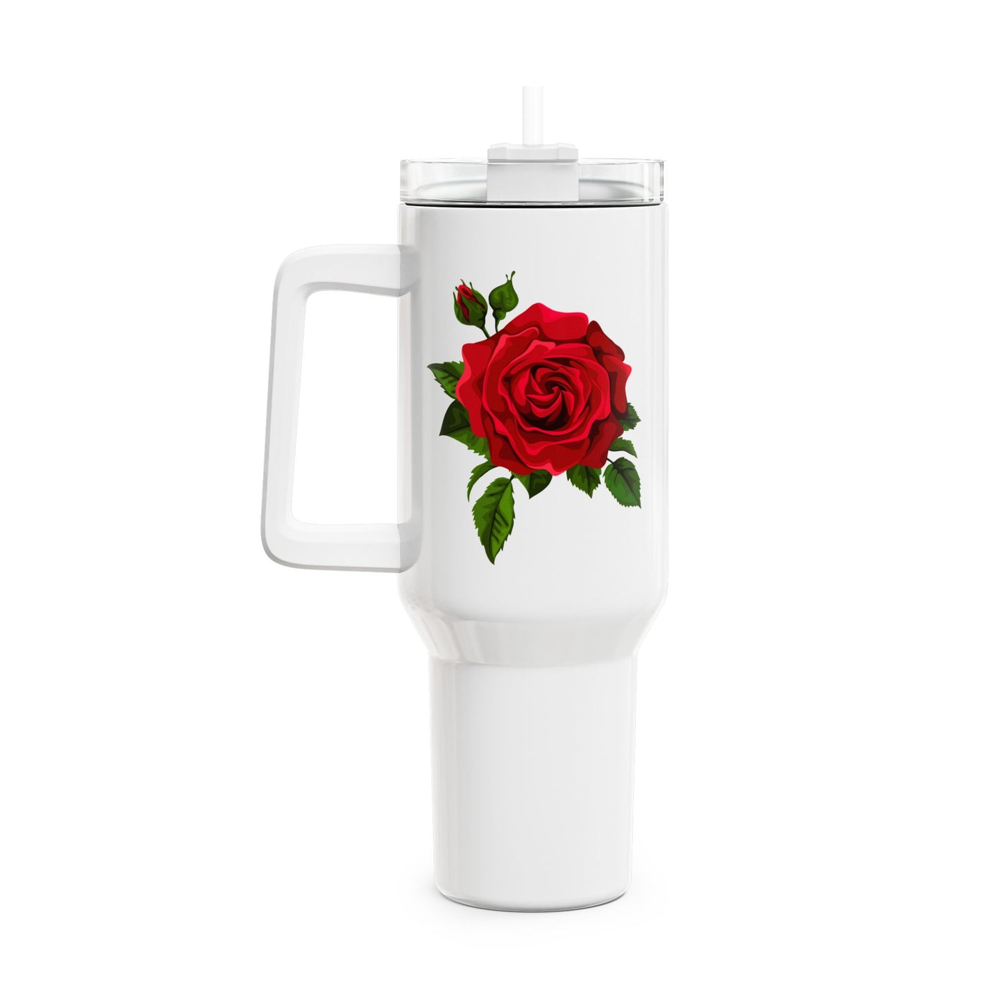 ROSEN BILD ROSENBLÜTE ZEICHNUNG • Tumbler mit Henkel & Strohhalm • XXL Reisebecher 1,2L