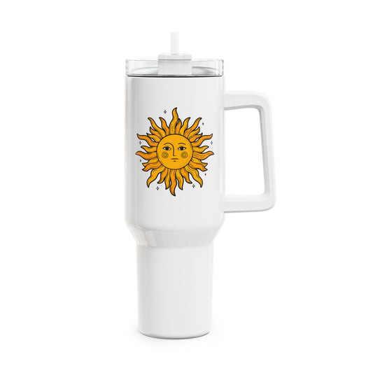 SONNE RETRO MOTIV VINTAGE STYLE • Tumbler mit Henkel & Strohhalm • XXL Reisebecher 1,2L - YOGA SANTA