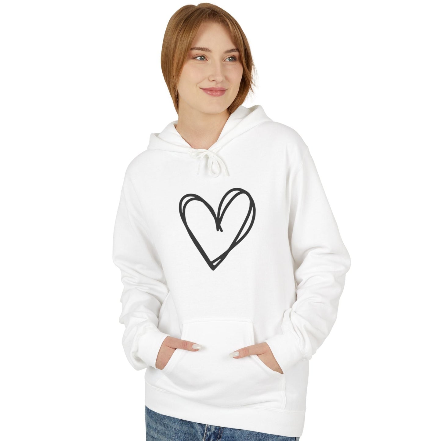 HERZ BILD HERZCHEN ZEICHNUNG NIEDLICH SÜß • Fleece Hoodie Kuschelweich für Damen & Herren • Baumwolle 🌿