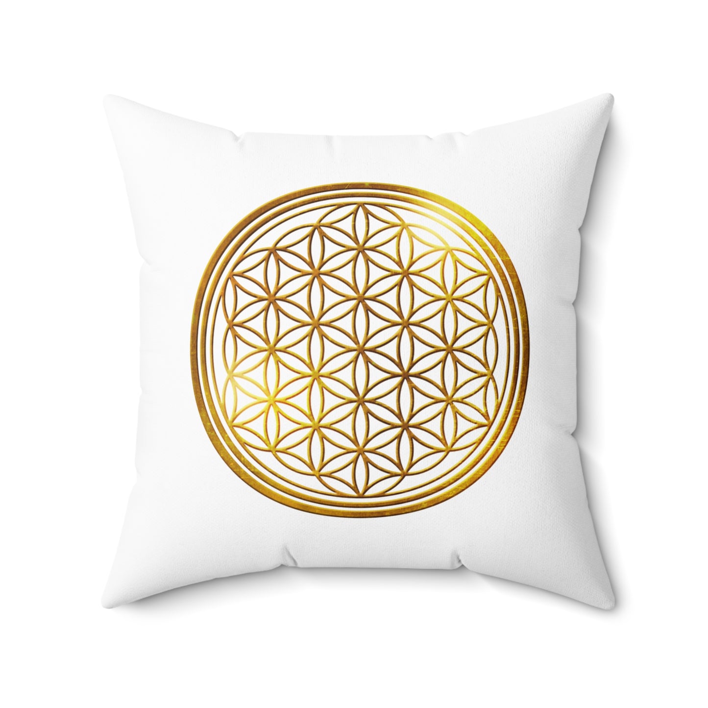 BLUME DES LEBENS - LUXUS GOLDOPTIK • Deko Kissen mit Reißverschluss Quadratisch Weiss - YOGA SANTA