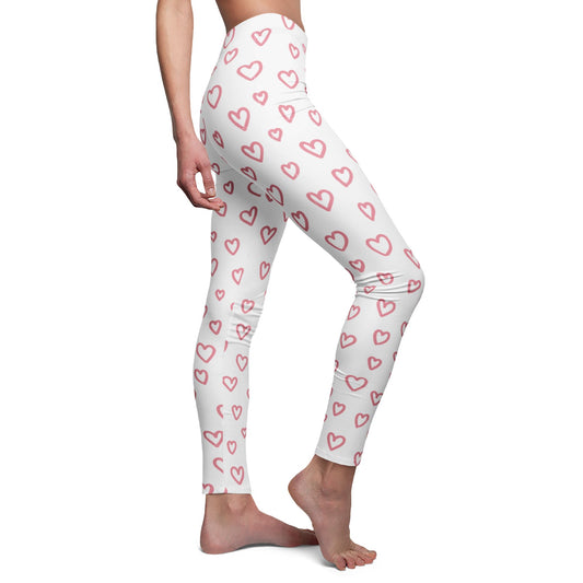 Herz Print Leggings mit Herzchen Bild • Extravagante Damen Leggins Schwarz • Beste Leggings für Sport & Freizeit