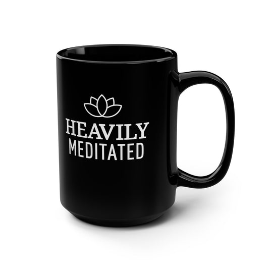 HEAVILY MEDITATED - YOGA SPRUCH HUMOR • 440ml XXL Kaffeebecher