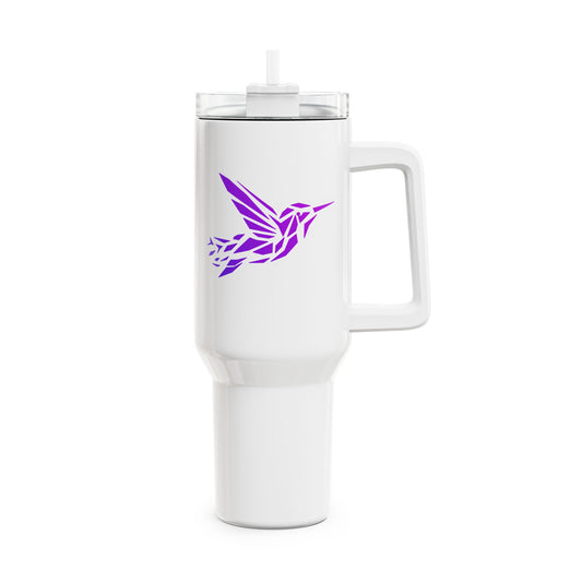 KOLIBRI COLIBRI VOGEL KLEIN SÜß NIEDLICH LILA VIOLET • Tumbler mit Henkel & Strohhalm • XXL Reisebecher 1,2L