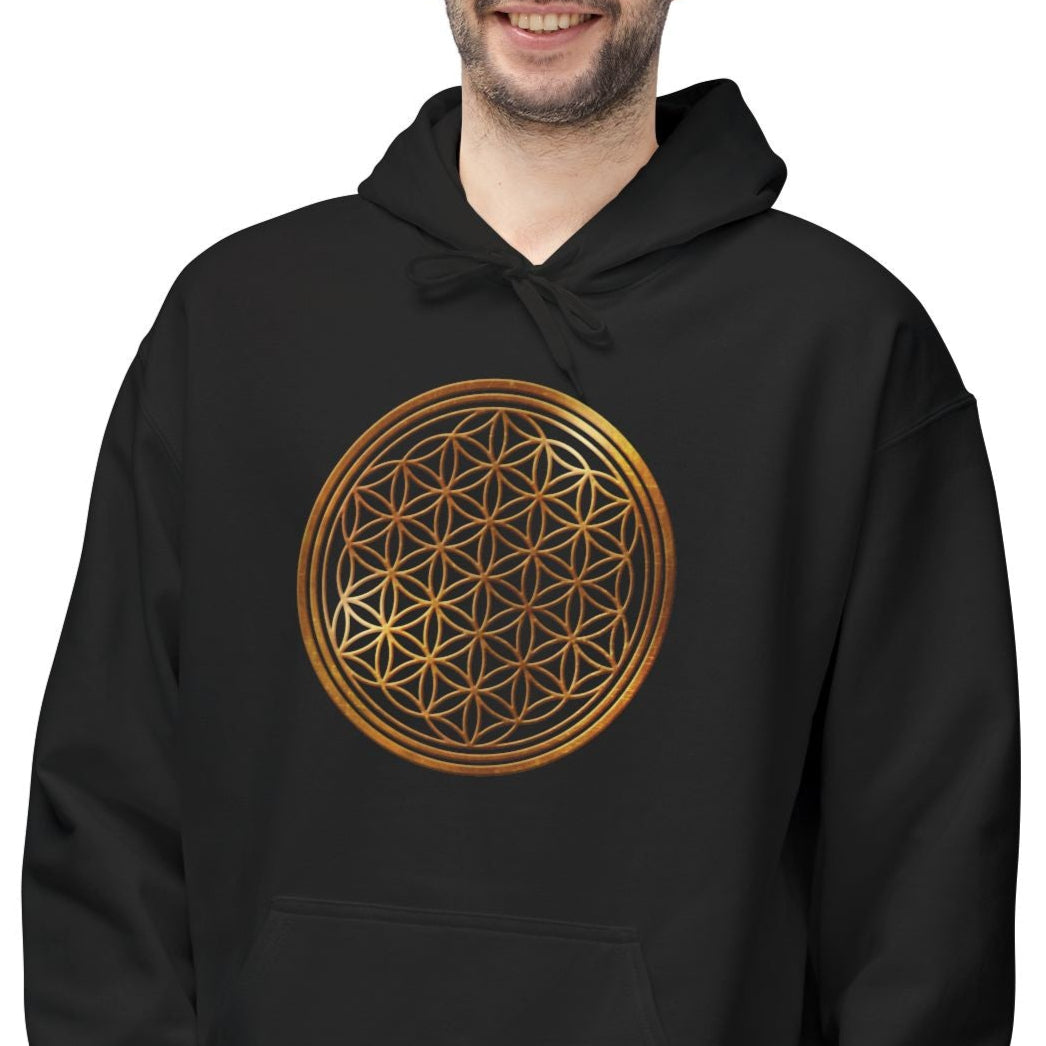 BLUME DES LEBENS SYMBOL ZEICHEN PRINTMOTIV • SPIRITUELLER Hoodie für Damen & Herren Fleece Kapuzenpullover Kuschelweich • Baumwolle 🌿