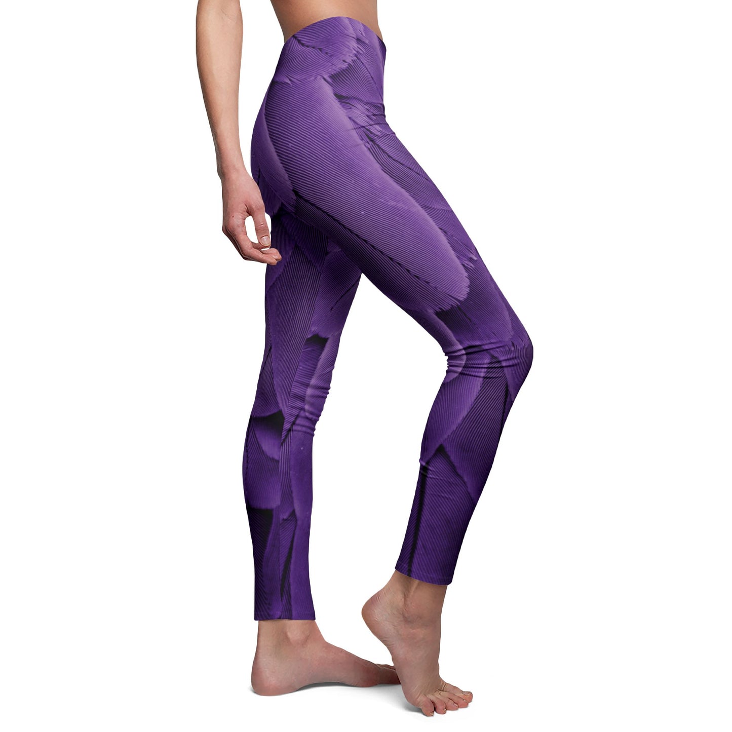 LILA VOGELFEDERN ANIMAL PRINT • Extravagant Außergewöhnlich • Damen Leggins Bunt • Beste Leggings für Sport & Freizeit
