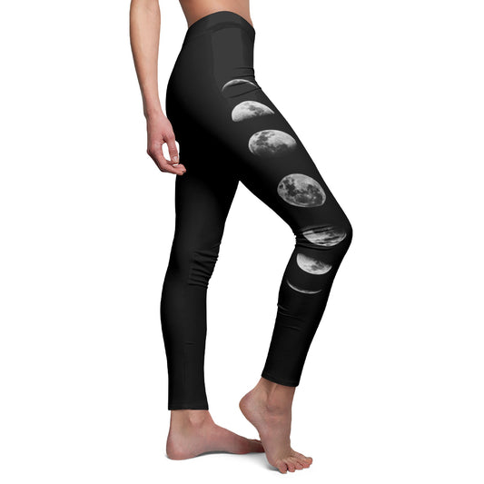 MONDPHASEN MOND ZYKLUS • Boho-Style - Hippie Damen Leggins Schwarz • Beste Leggings für Sport & Freizeit