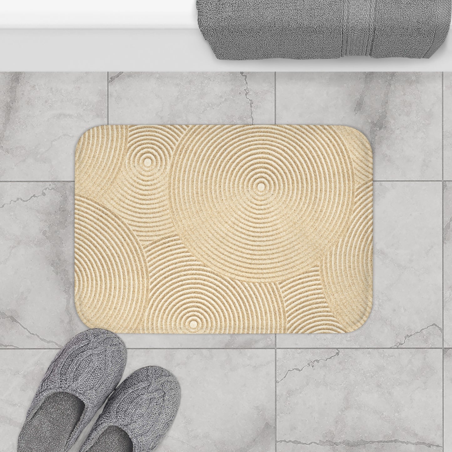 ZEN GARTEN - OPTISCHE ILLUSION STRAND • Badvorleger / Fussmatte / Badteppich EXTRA Weich • 43 x 61 cm & 53 x 86 cm