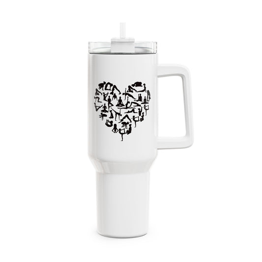 YOGA POSEN POSTER ASANAS YOGA LIEBHABER • Tumbler mit Henkel & Strohhalm • XXL Reisebecher 1,2L