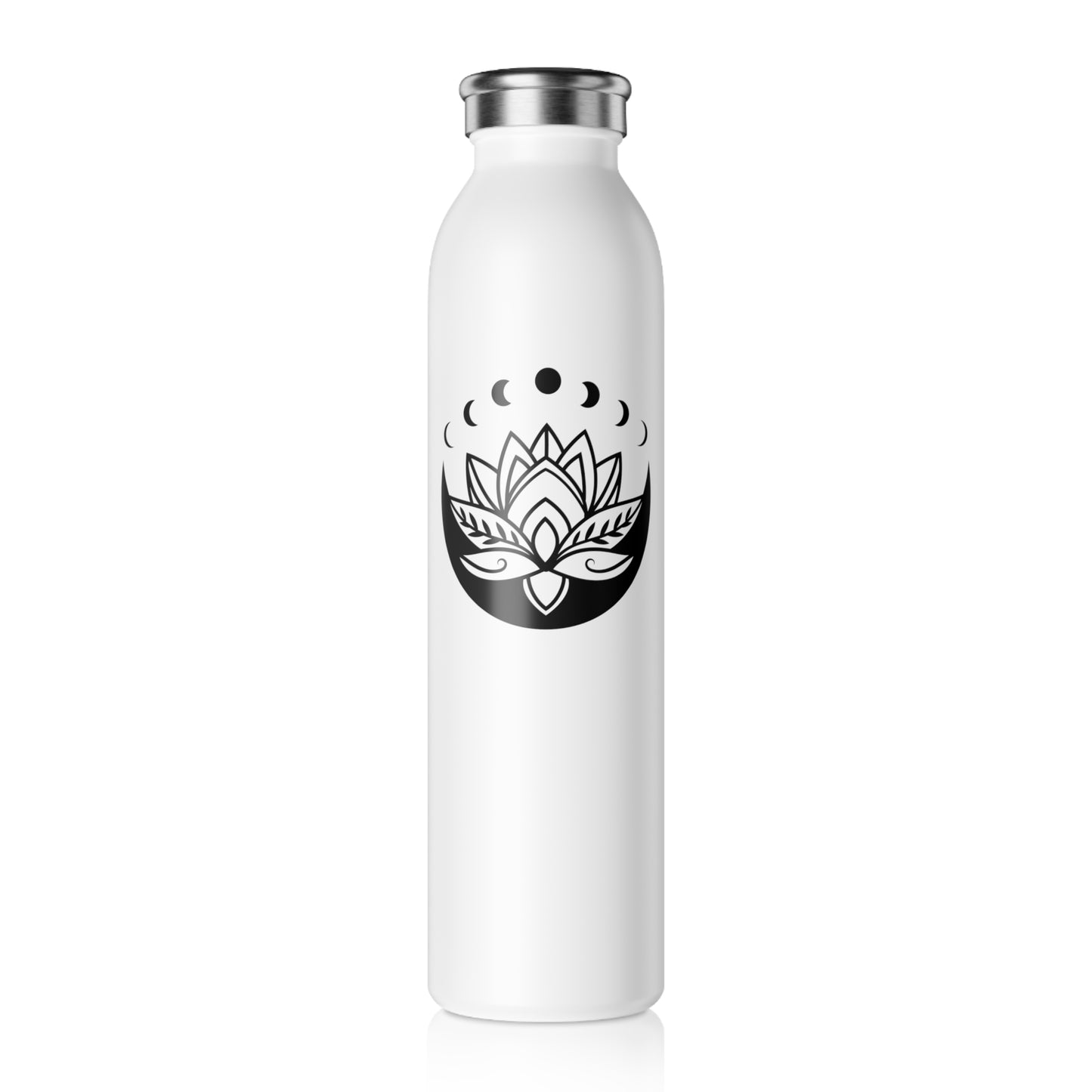 LOTUSBLÜTE MONDPHASEN BLÜTENMOTIV • Edelstahl Thermosflasche SLIM • 600 ml