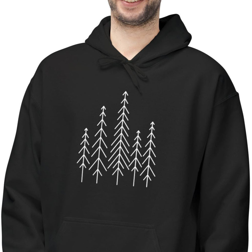 BÄUME WALD MOTIV • Minimalisitische Zeichnung • Kuscheliger Hoodie für Damen & Herren • Baumwolle 🌿