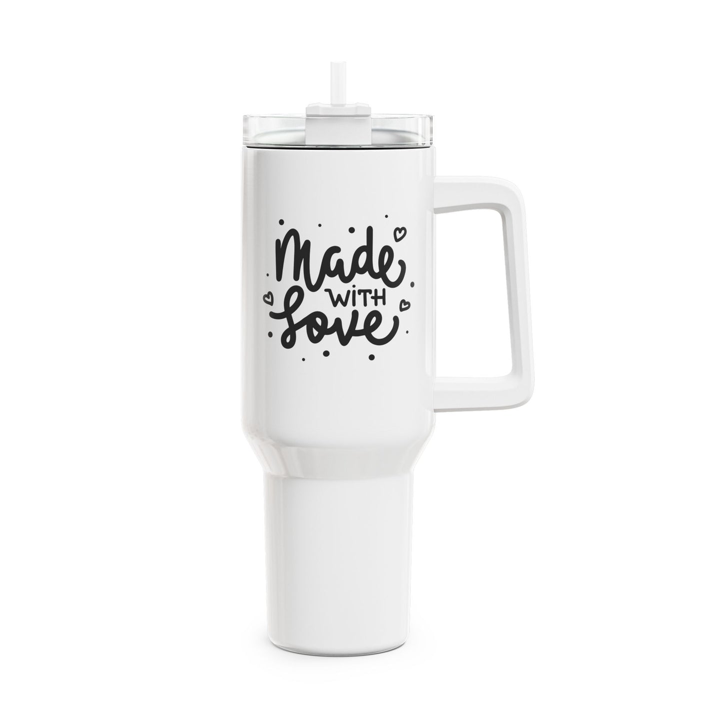 MADE WITH LOVE • Liebesbeweis Geschenk, LOVE Liebesbotschaft • Tumbler mit Henkel & Strohhalm • XXL Reisebecher 1,2L - YOGA SANTA