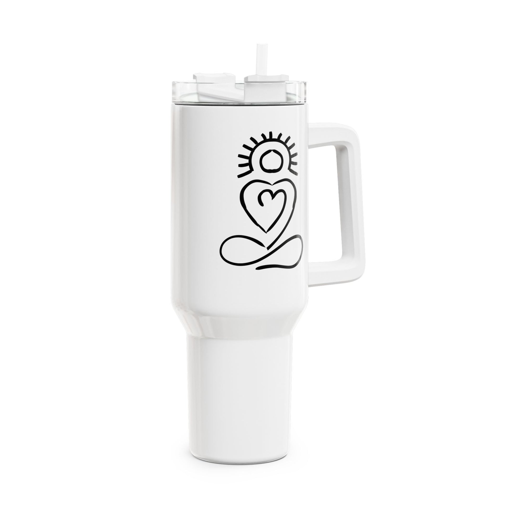 YOGA YOGI HERZ SONNE MEDITATION • Tumbler mit Henkel & Strohhalm • XXL Reisebecher 1,2L - YOGA SANTA