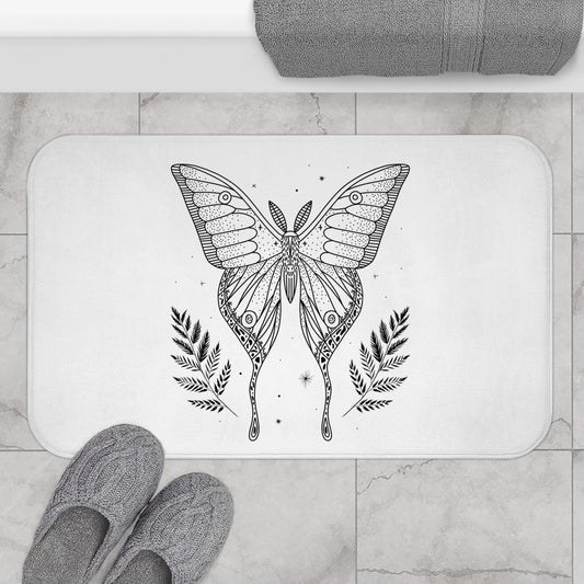 SCHMETTERLING ÄSTHETISCH • Badvorleger Weiss / Fussmatte / Badteppich EXTRA Weich • 43 x 61 cm & 53 x 86 cm
