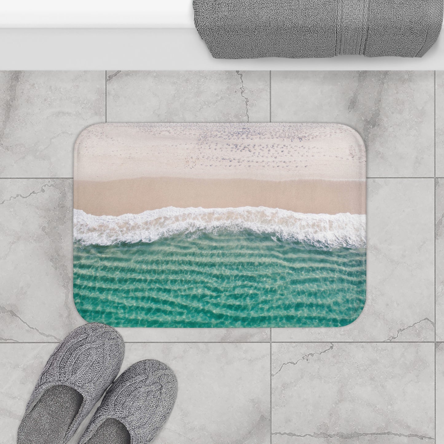 STRAND MEER WELLEN • Badvorleger / Fussmatte / Badteppich EXTRA Weich • 43 x 61 cm & 53 x 86 cm
