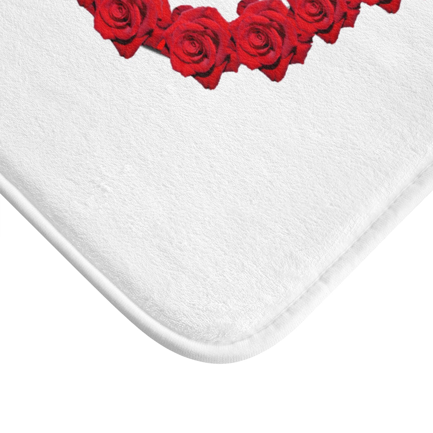 HERZ AUS ROTEN ROSEN BLÜTEN • Liebesbeweis Geschenk, LOVE Liebesbotschaft ❤️ • Badvorleger / Fussmatte / Badteppich EXTRA Weich • 43 x 61 cm & 53 x 86 cm