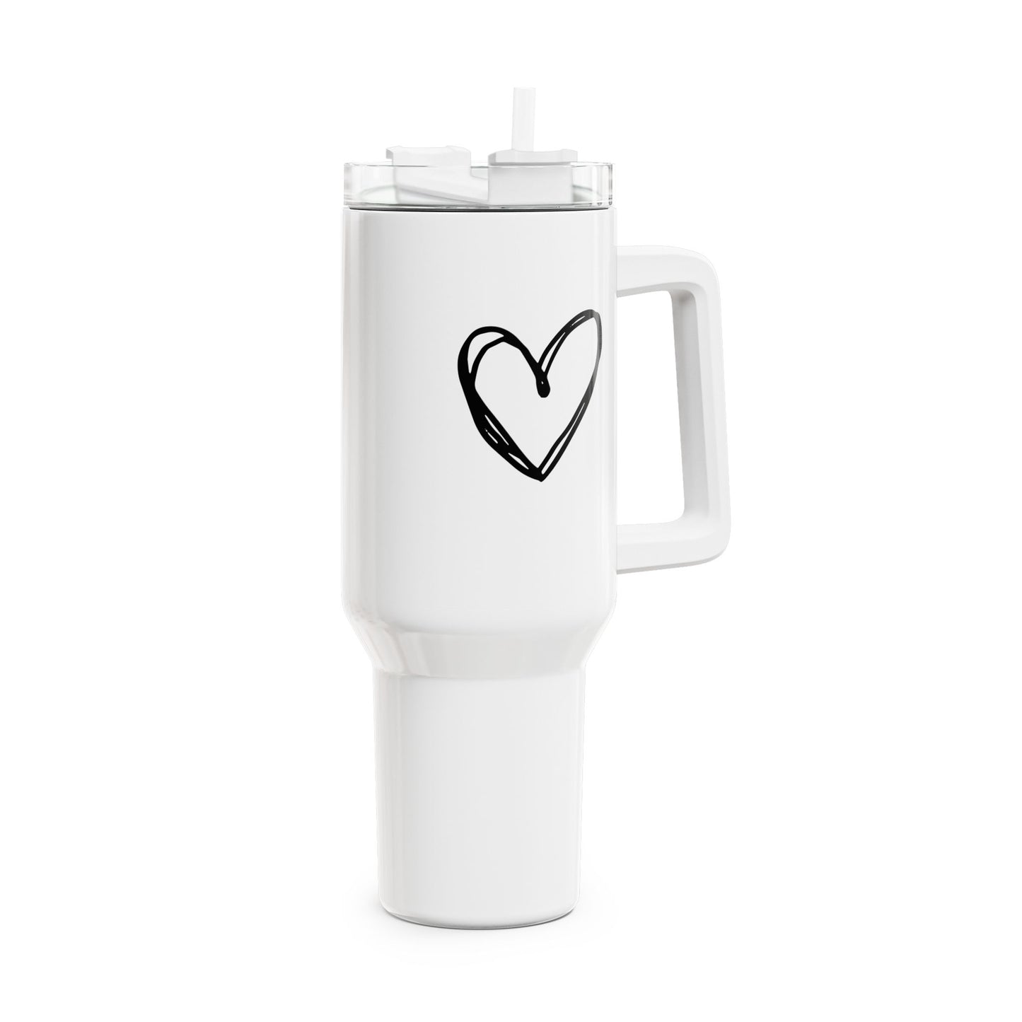 HERZ ZEICHNUNG • Liebesbeweis Geschenk, LOVE Liebesbotschaft • Tumbler mit Henkel & Strohhalm • XXL Reisebecher 1,2L - YOGA SANTA