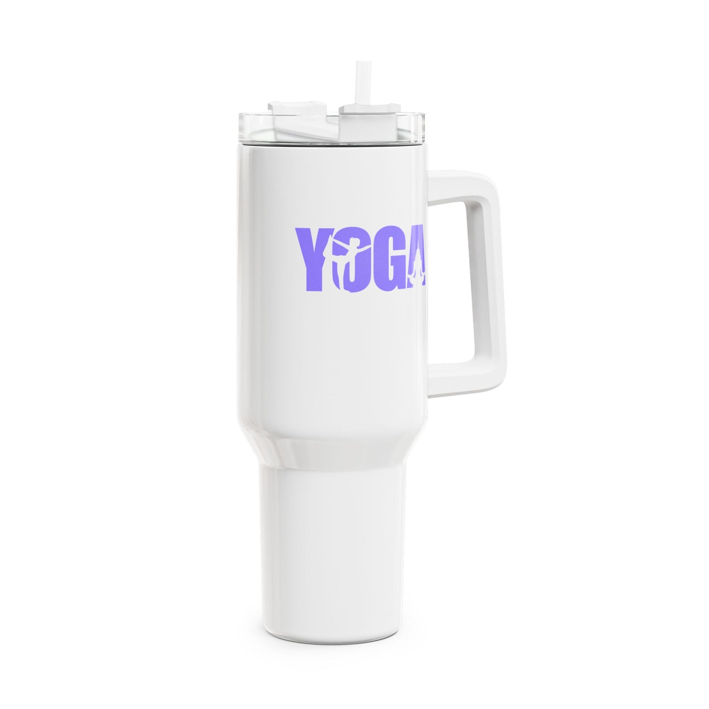 YOGA SCHRFITZUG YOGA POSEN ASANAS lila violet • Tumbler mit Henkel & Strohhalm • XXL Reisebecher 1,2L - YOGA SANTA