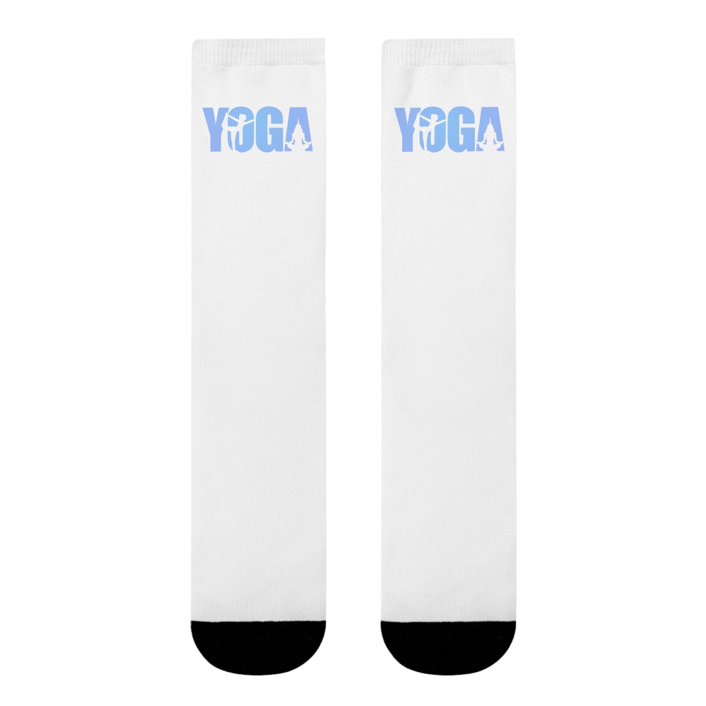 YOGA SCHRIFTZUG HELLBLAU - MIT YOGA POSEN MOTIV • Yoga Liebhaber Meditations- Yogalehrer Geschenkidee • Spirituelle Socken Weiß mit Motiv