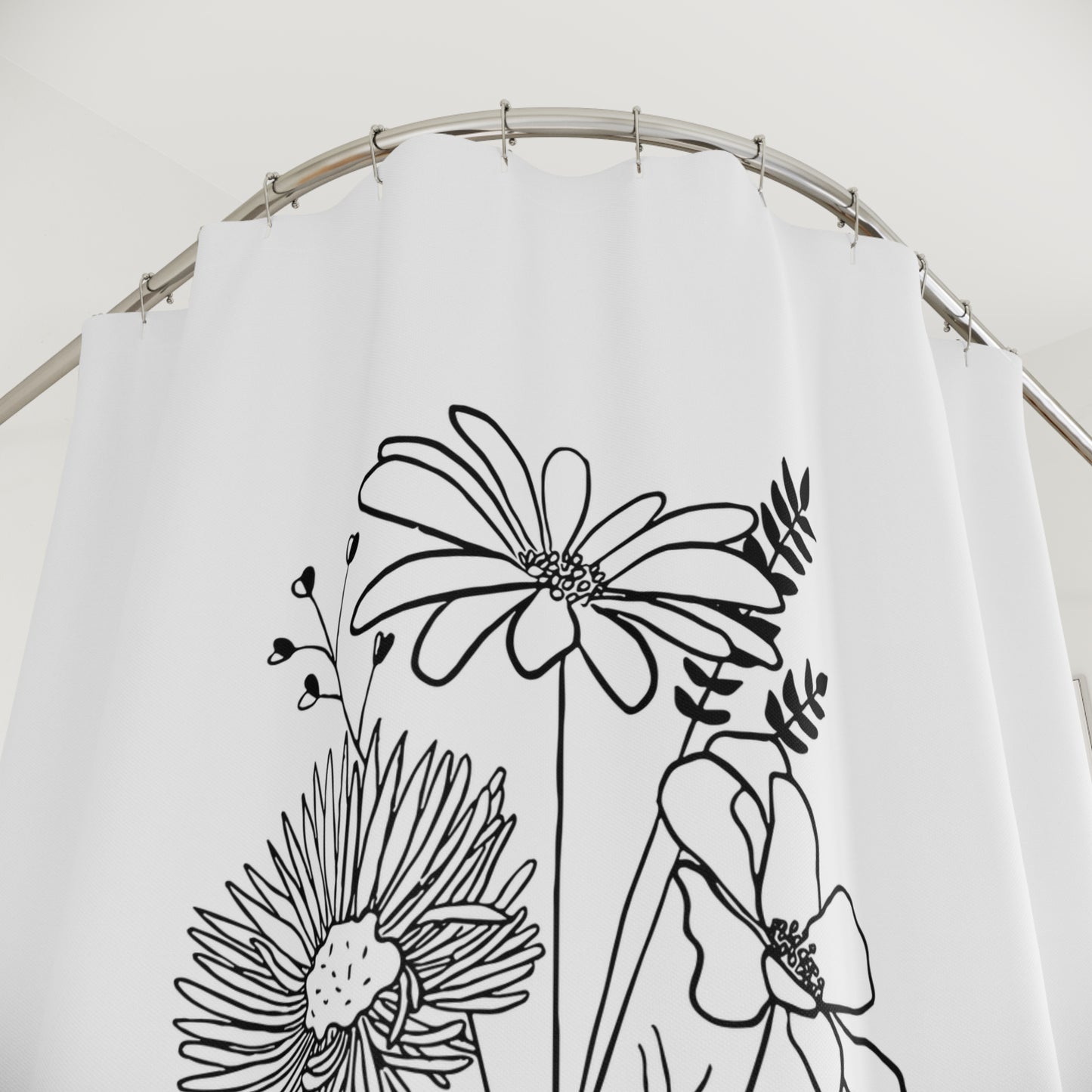 BLUMEN STRAUSS  • Hochwertiger, Schöner Duschvorhang 180x200 cm Weiss