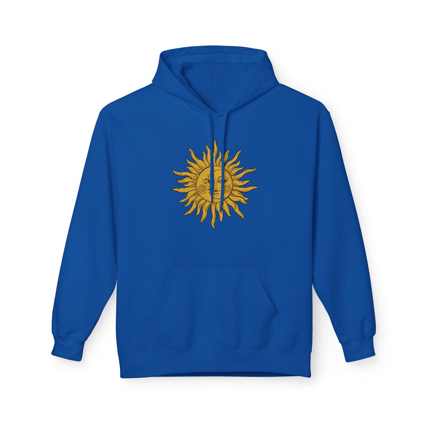 SONNE MOND VINTAGE RENTRO Zeichnung • Fleece Hoodie für Damen & Herren • Baumwolle 🌿