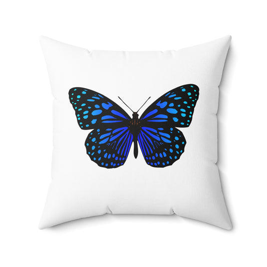 SCHMETTERLING BLAUER FALTER • Deko Kissen mit Reißverschluss Quadratisch Weiss