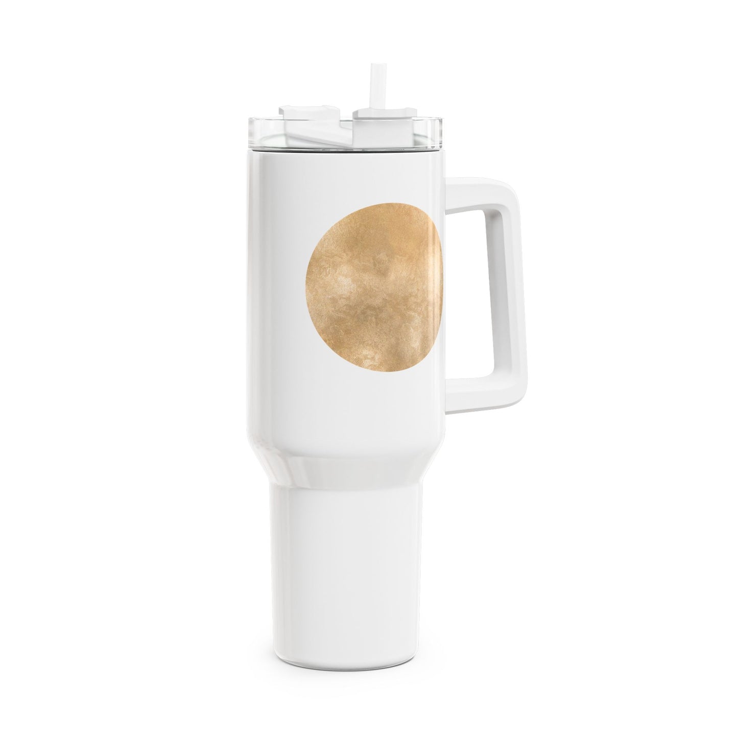 SONNE MOND GOLDOPTIK EDEL LUXURIÖS • Tumbler mit Henkel & Strohhalm • XXL Reisebecher 1,2L