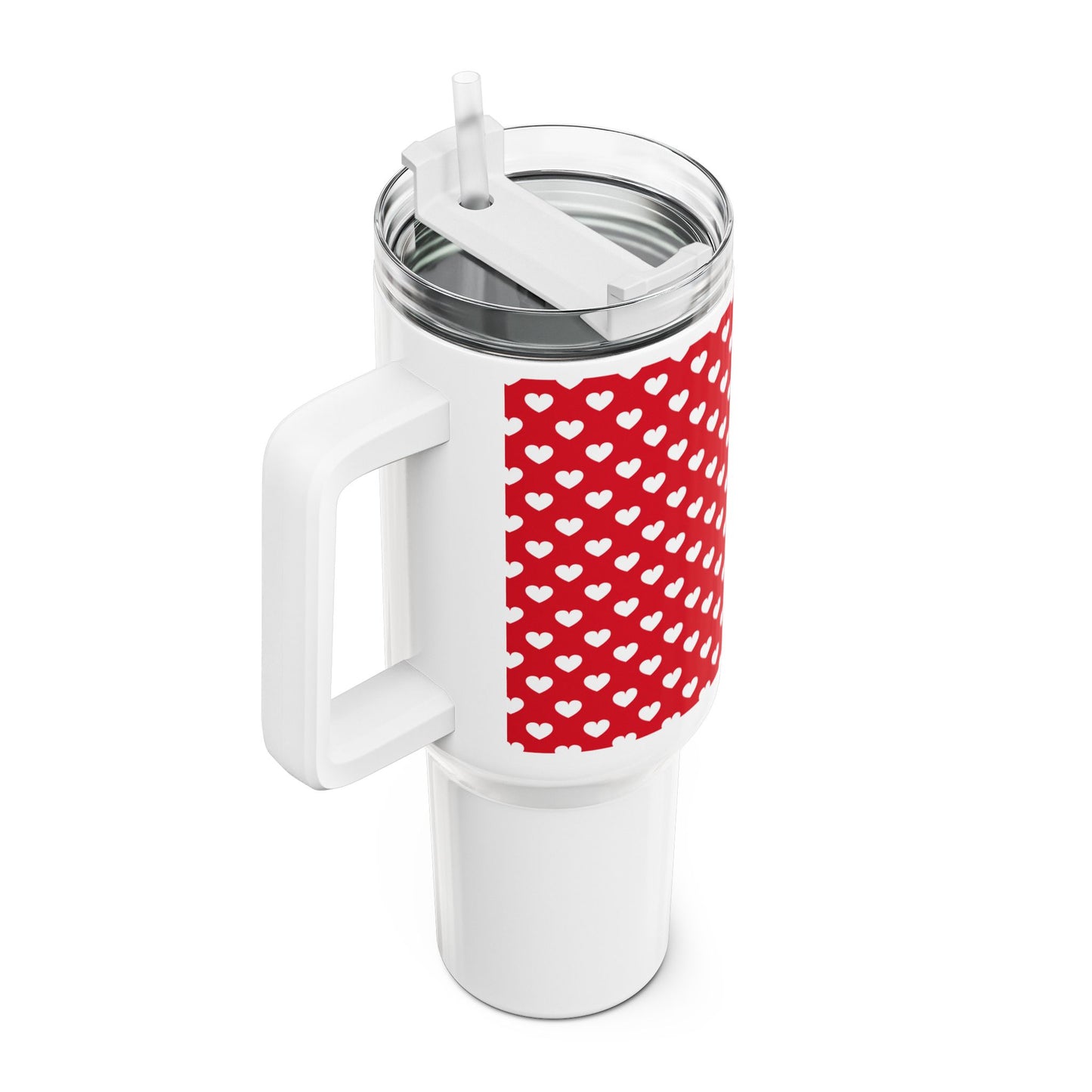 HERZ MUSTER HERZCHEN LOVE LIEBESBEWEIS • Tumbler mit Henkel & Strohhalm • XXL Reisebecher 1,2L