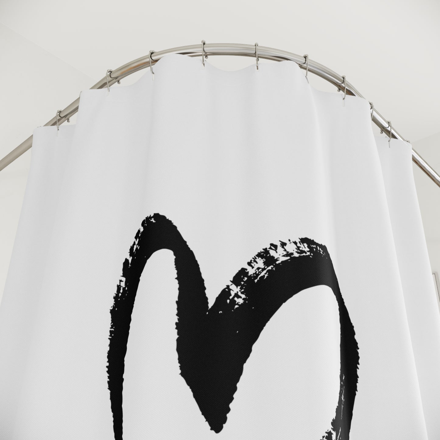HERZ ZEICHNUNG • Liebesbeweis Geschenk, LOVE Liebesbotschaft • Duschvorhang 180x200 cm Weiss