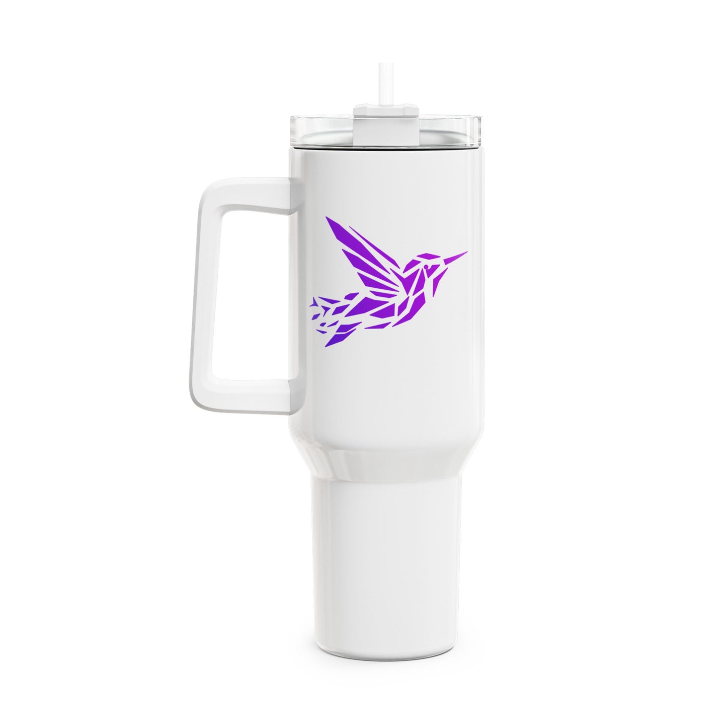 KOLIBRI COLIBRI VOGEL KLEIN SÜß NIEDLICH LILA VIOLET • Tumbler mit Henkel & Strohhalm • XXL Reisebecher 1,2L