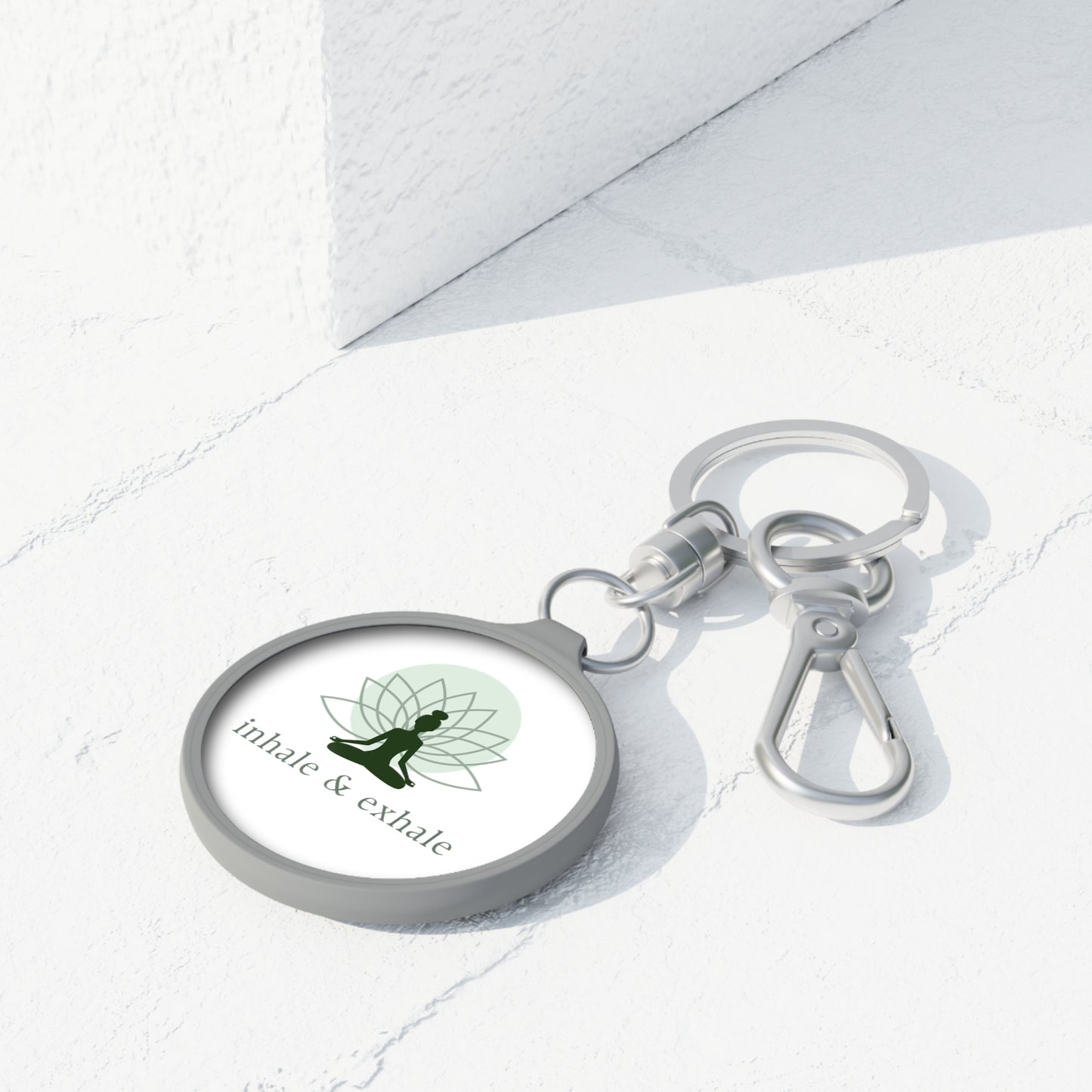 INHALE EXHALE - YOGA MEDITATION SPRUCH • Edler Luxus Schlüsselanhänger mit Karabiner für Frauen & Männer