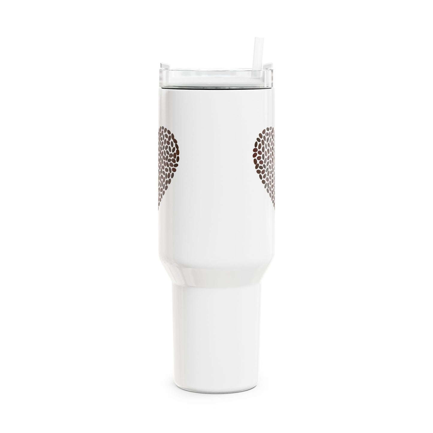 KAFFEEBOHNEN HERZ FÜR KAFFEELIEBHABER • Liebesbeweis Geschenk • Tumbler mit Henkel & Strohhalm • XXL Reisebecher 1,2L
