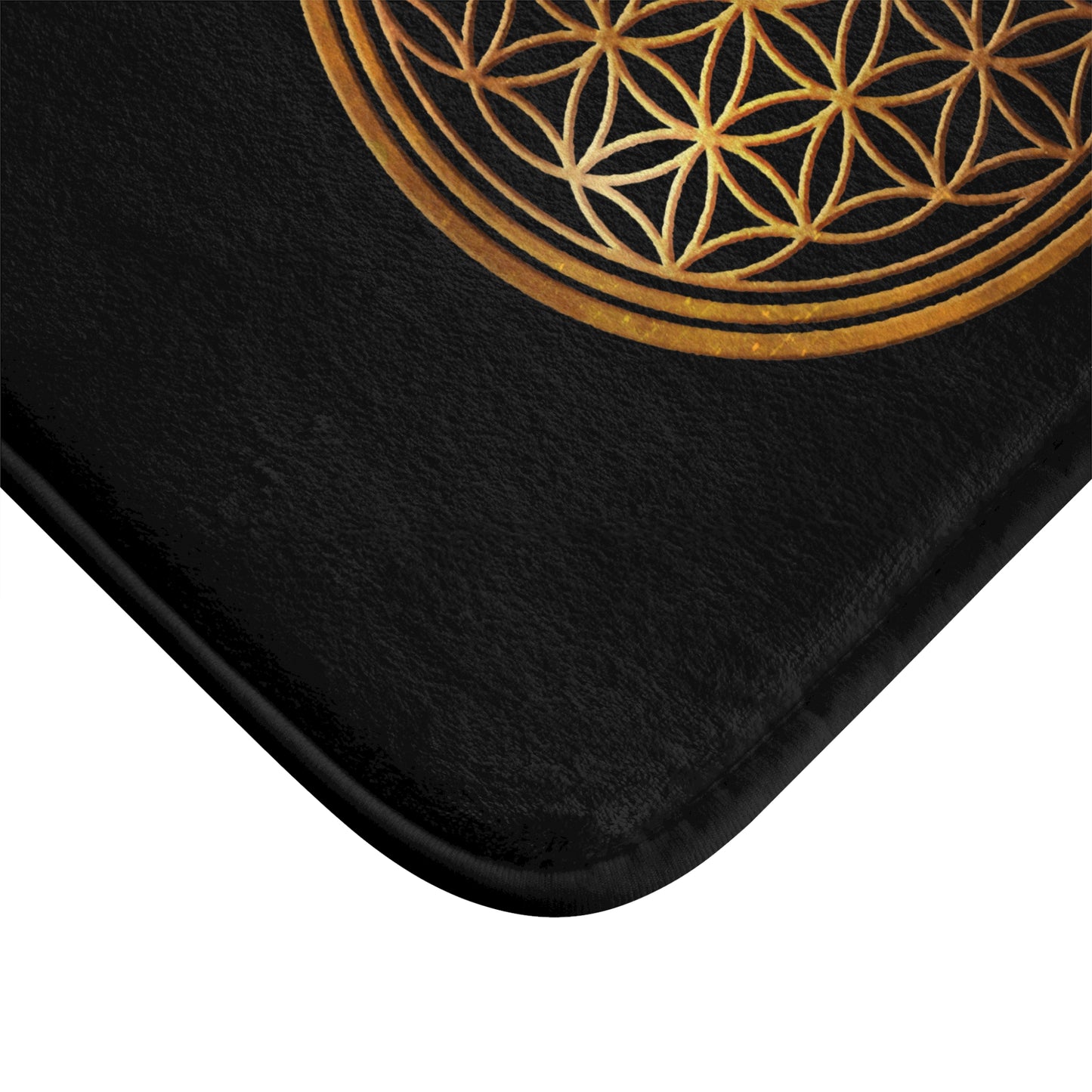 BLUME DES LEBENS BRONZE • Badvorleger Schwarz / Fussmatte / Badteppich EXTRA Weich • 53 x 86 cm