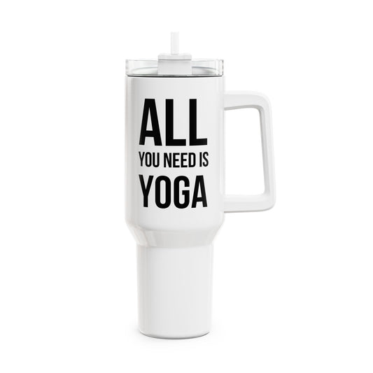 ALL YOU NEED IS YOGA • Tumbler mit Henkel & Strohhalm • XXL Reisebecher 1,2L