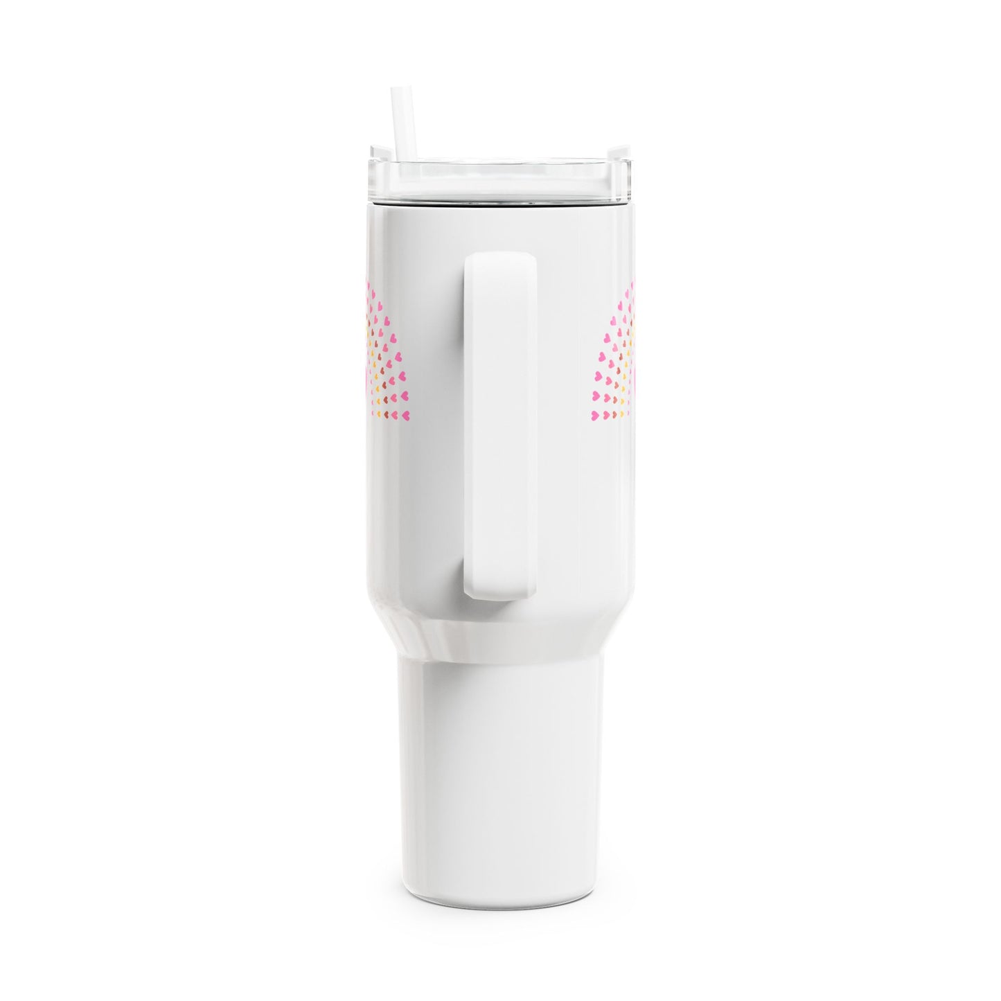 REGENBOGEN PINKE HERZEN • FÜR MÄDCHEN & TEENAGER • Tumbler mit Henkel & Strohhalm • XXL Reisebecher 1,2L