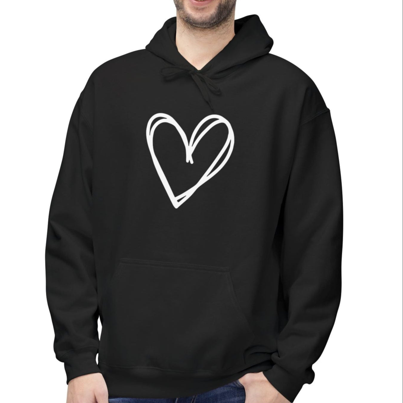HERZ BILD HERZCHEN ZEICHNUNG NIEDLICH SÜß • Fleece Hoodie Kuschelweich für Damen & Herren • Baumwolle 🌿