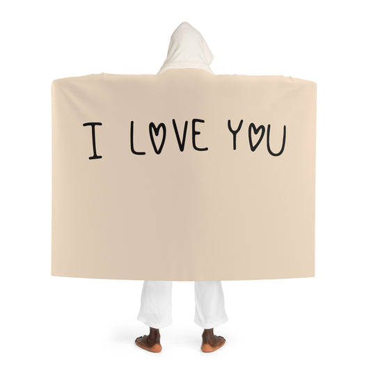 I LOVE YOU HERZEN - LIEBESBEWEIS • Kapuzen Kuscheldecke Beige Creme • Wohndecke Sherpa 130cm x 180cm