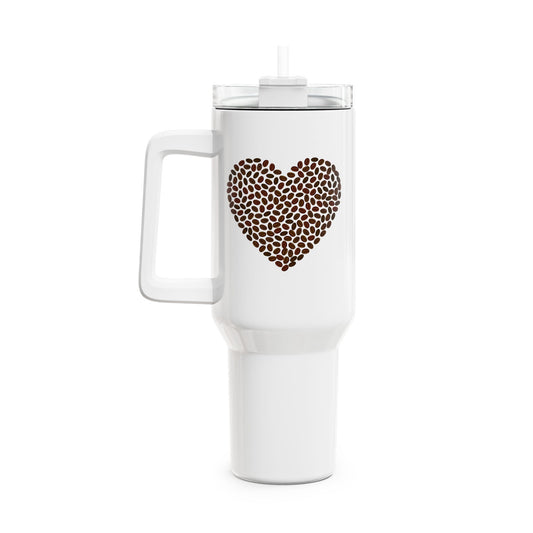 KAFFEEBOHNEN HERZ FÜR KAFFEELIEBHABER • Liebesbeweis Geschenk • Tumbler mit Henkel & Strohhalm • XXL Reisebecher 1,2L