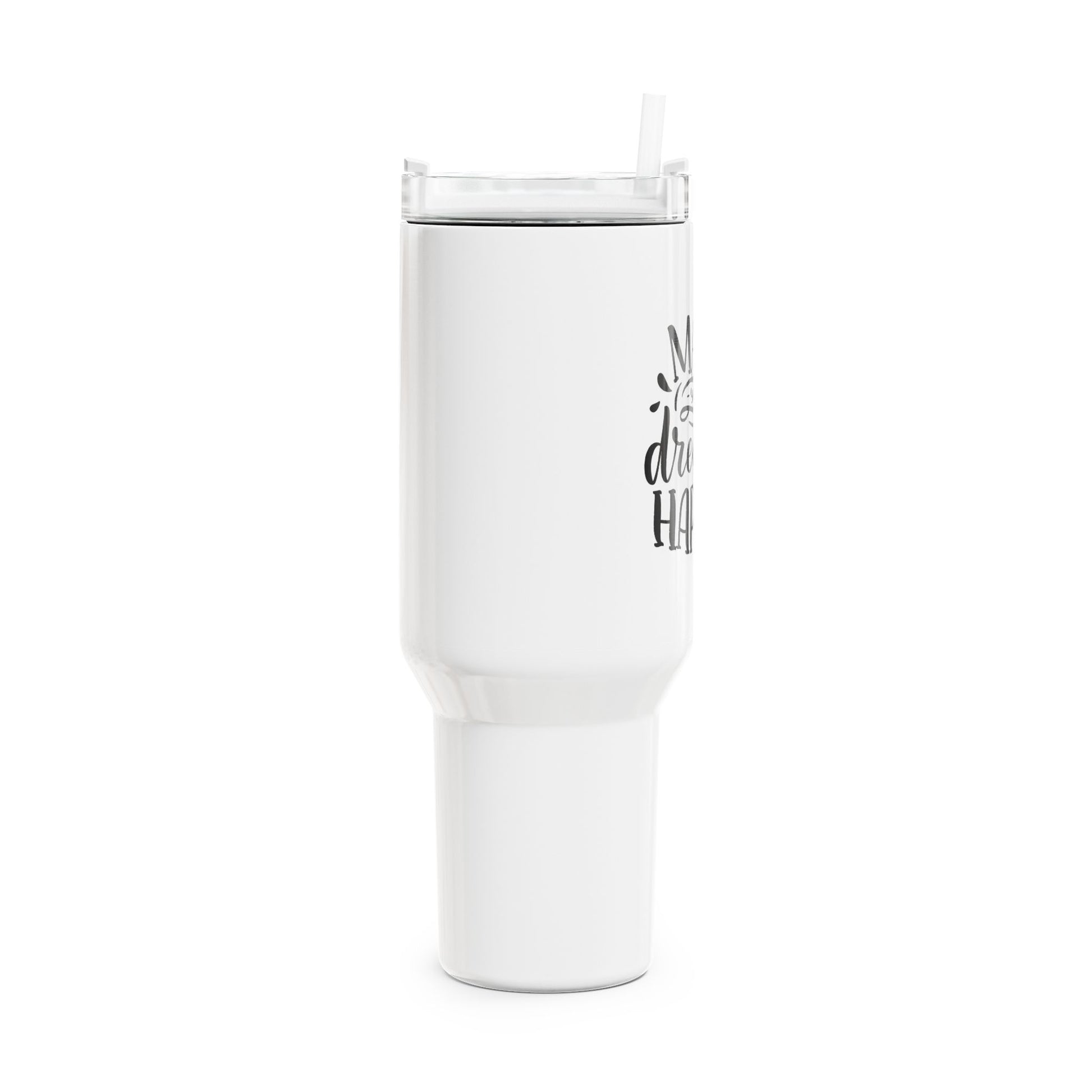 MAKE YOUR DREAMS HAPPEN  • Motivation Spruch • Tumbler mit Henkel & Strohhalm • XXL Reisebecher 1,2L - YOGA SANTA