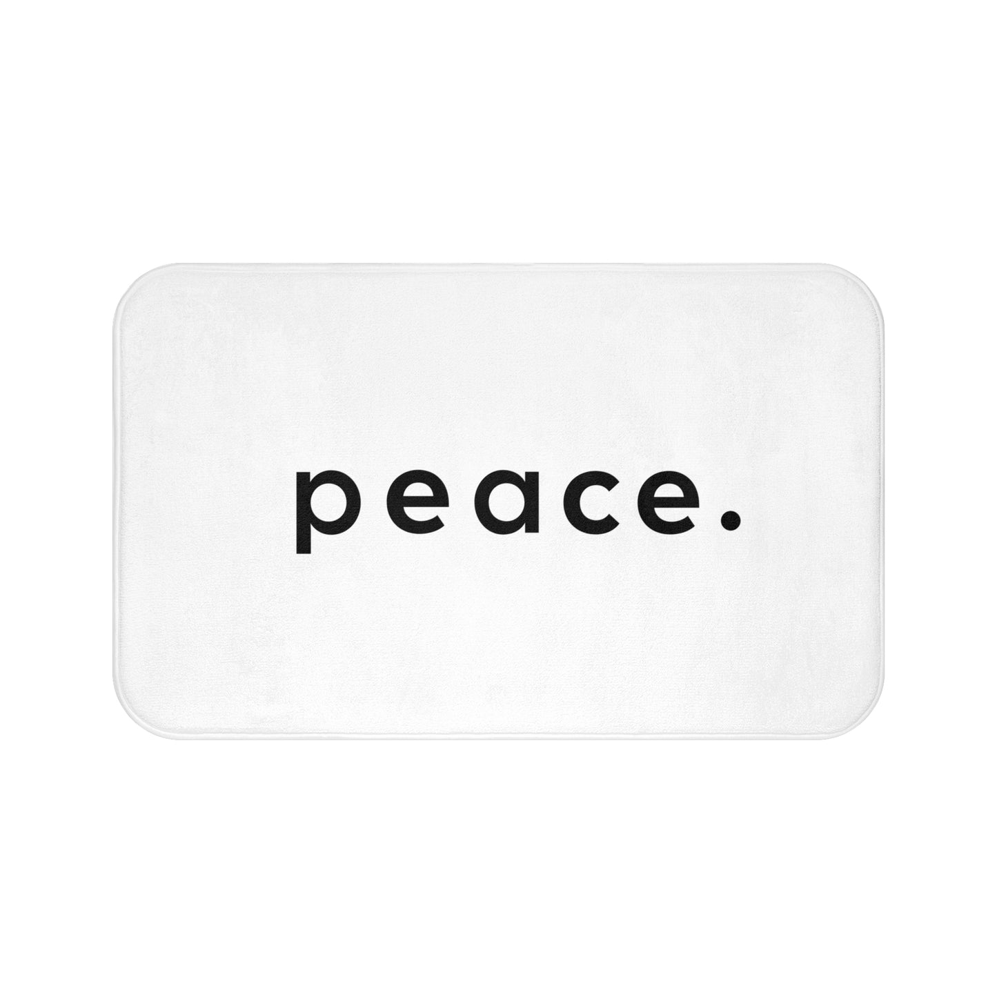 PEACE SCHRIFTZUG FRIEDESNSBOTSCHAFT • Badvorleger Weiss / Fussmatte / Badteppich EXTRA Weich • 53 x 86 cm