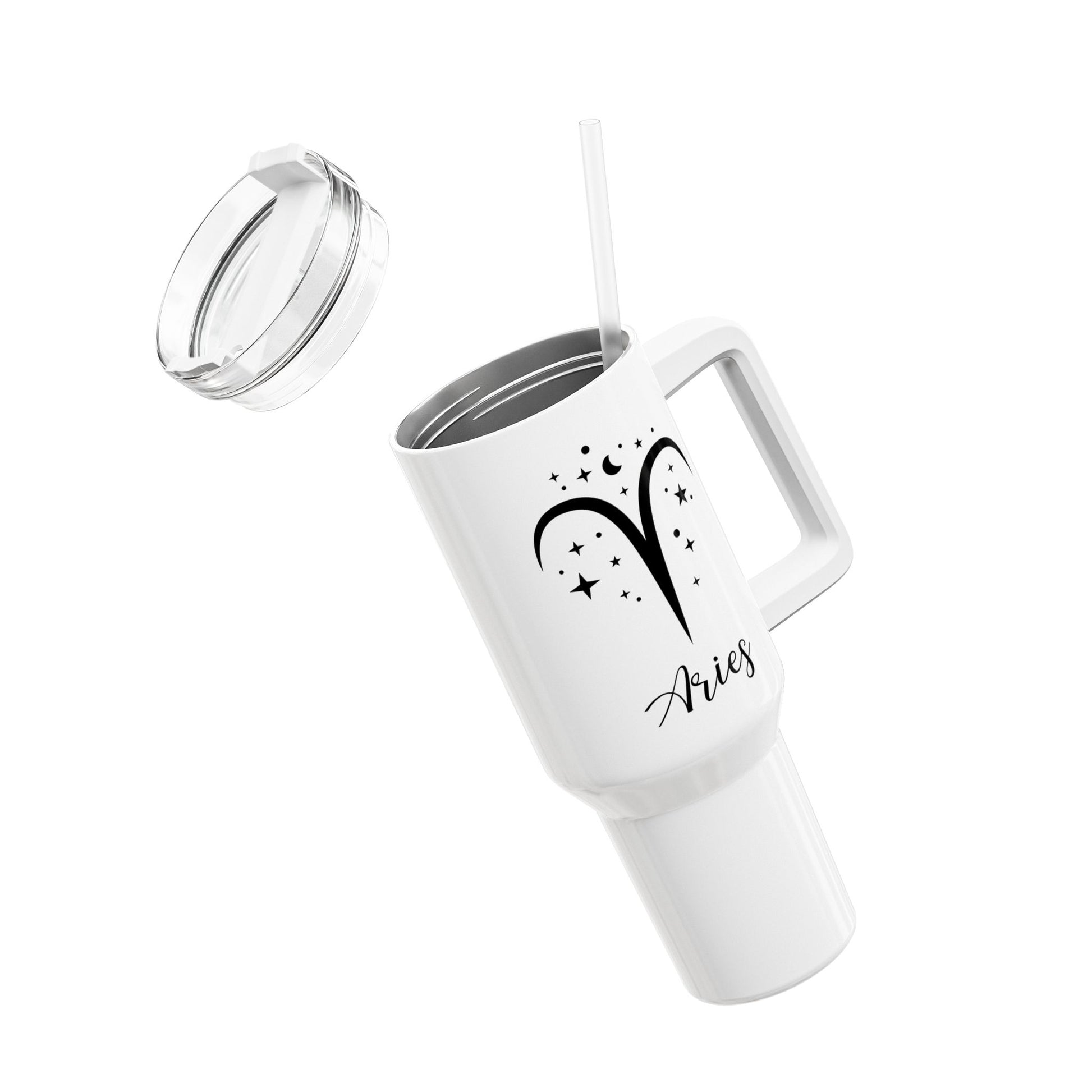 WIDDER ARIES SYMBOL Sterne Zeichen Tierkreiszeichen • Tumbler mit Henkel & Strohhalm • XXL Reisebecher 1,2L - YOGA SANTA