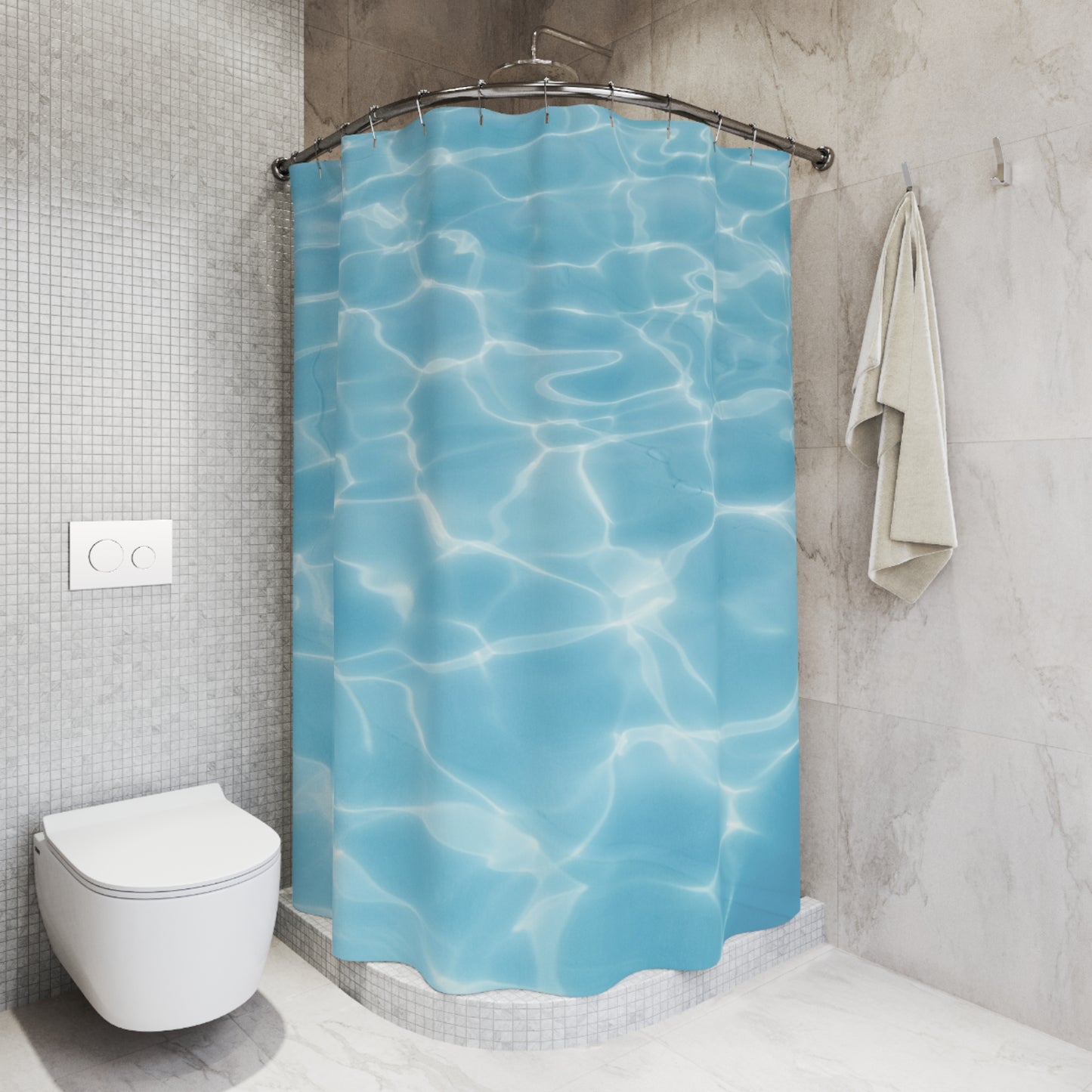 MEER WASSER POOL • Hochwertiger, Schöner Duschvorhang 180x200 cm Weiss